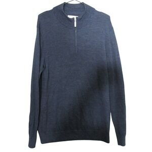 Artefact Quarter Zip Sweater Mens Large Navy Blue Excellent Merino Wool